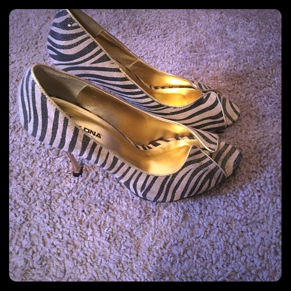 Gold and Black Heels